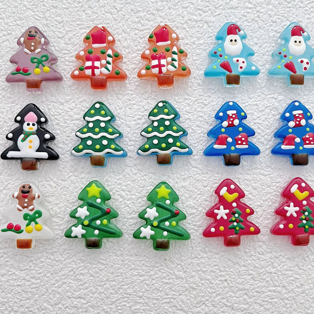 Hand Painted Christmas Tree Glass Beads 26mm Cartoon Pattern 1pc 2
