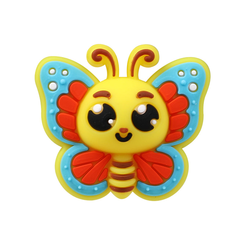 Silicone 3D Focal Beads Bee Butterfly Cheerful Faces Vibrant Colors 13