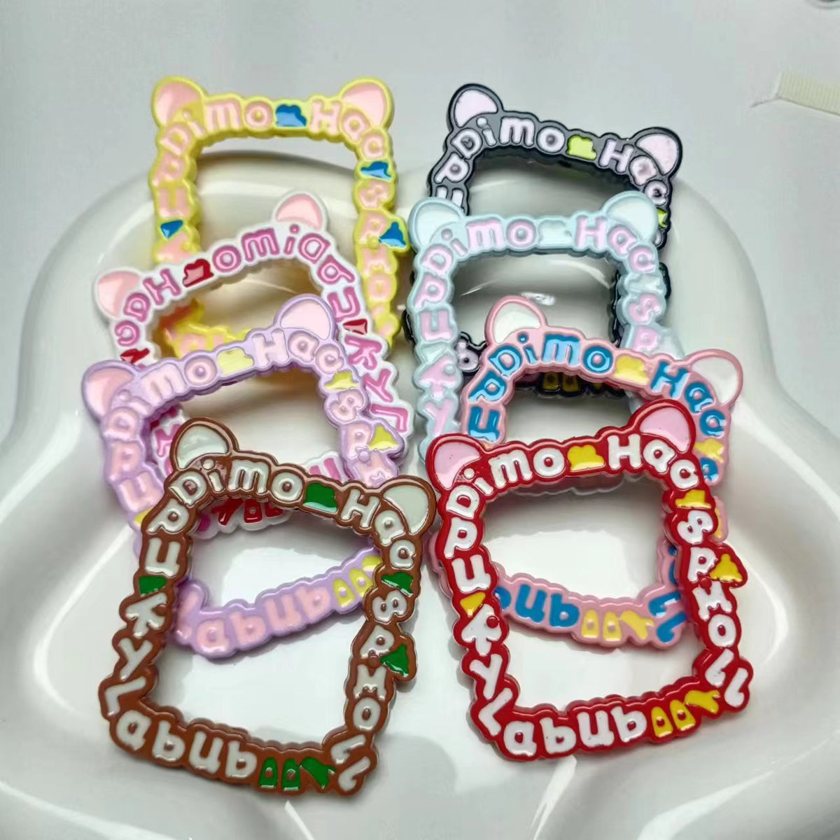 Hand Painted Cat Photo Frame Acrylic Bead Frames 5pcs