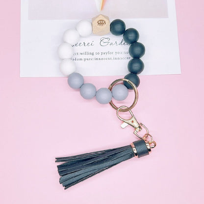 Silicone Beads Bracelet Keychain Soft Tassel Colorful Charm 10