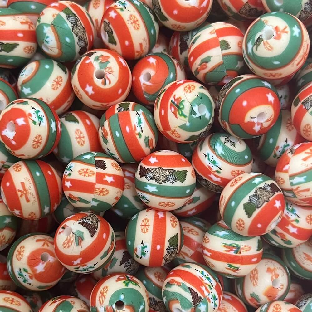 33 Christmas Printed Silicone beads