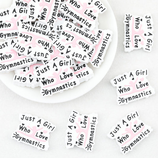 Gymnast Girl Pink Silicone Focal Beads 20pcs