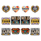 Silicone Focal Beads Teachers Day Heart Shaped Text Motifs 20pcs 10