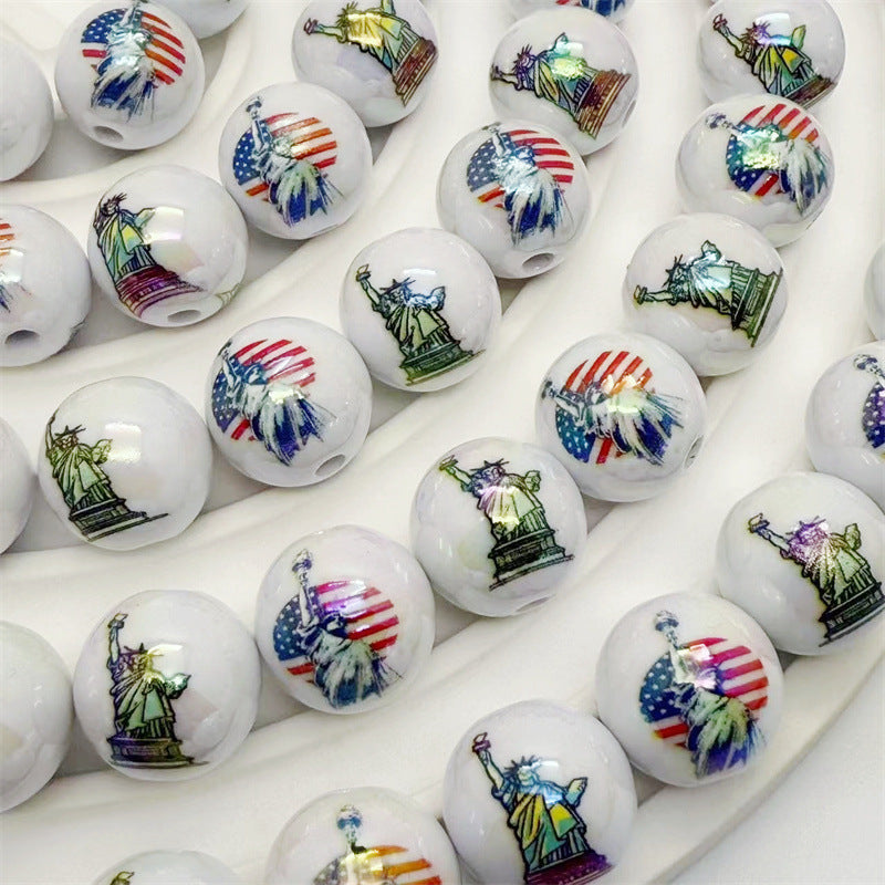 Statue of Liberty 16mm Acrylic Round Beads 50pcs