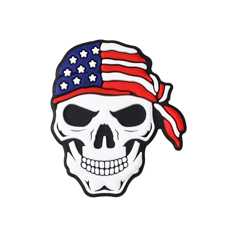 Silicone Focal Beads USA Veterans USA Skeleton Flag Front View 20Pcs 12
