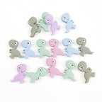 Silicone Focal Beads Dinosaur Side Profile 10pcs