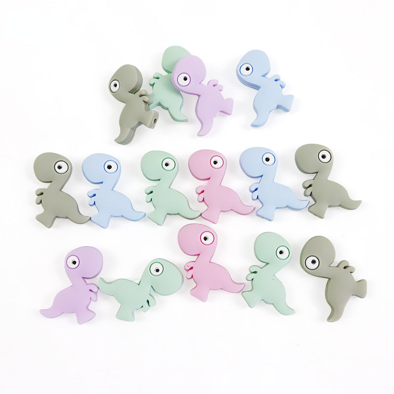 Silicone Focal Beads Dinosaur Side Profile 10pcs