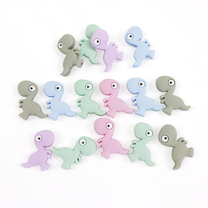 Silicone Focal Beads Dinosaur Side Profile 10pcs