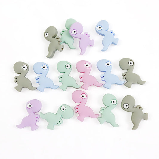 Silicone Focal Beads Dinosaur Side Profile 10pcs