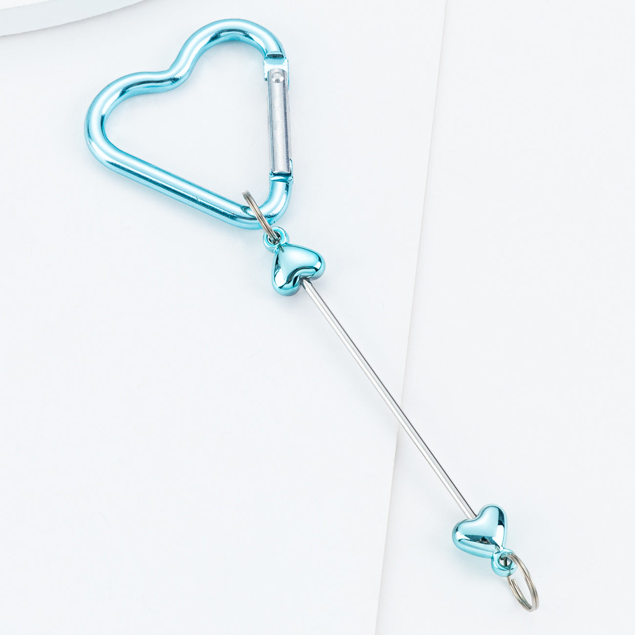 Beadable Metal Carabiners Heart-shaped With Bars