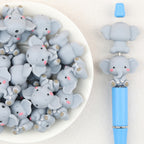 3D Cute Gray Elephant Silicone Focal Beads 20Pcs 