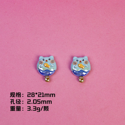 Adorable Animal Ice Cream Resin Beads Glossy Pastel Colors 10pcs 11
