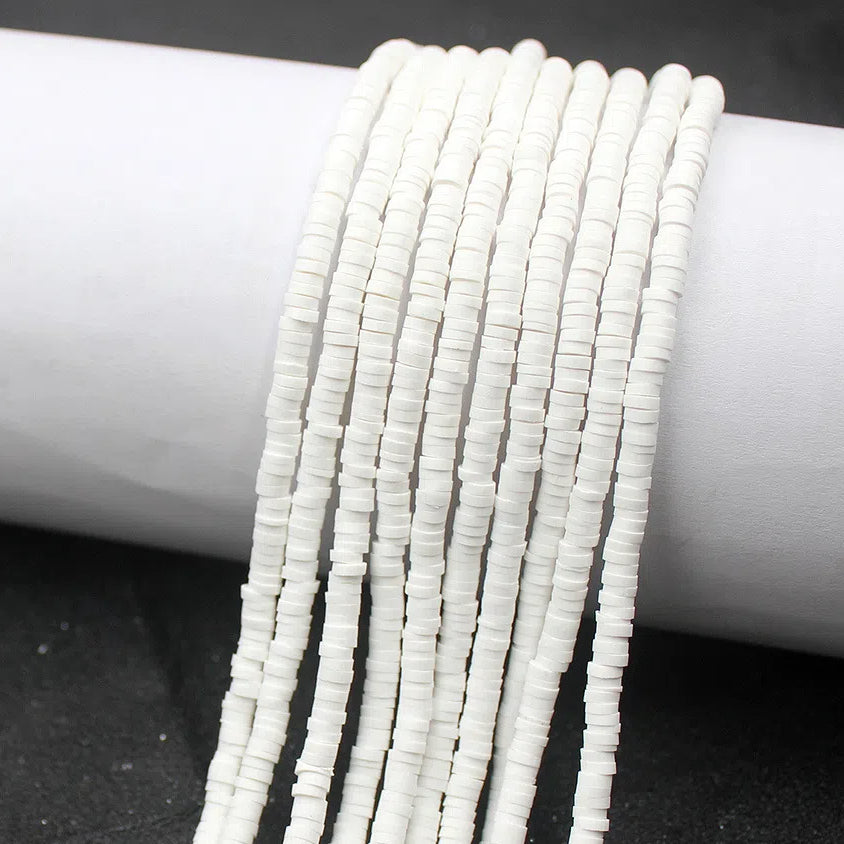 Flat Clay Beads 4mm Solid Color Polymer Disc 10strands 3