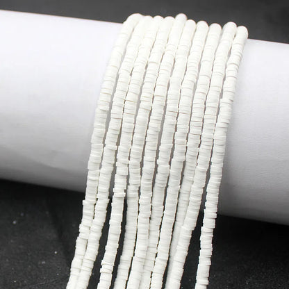 Flat Clay Beads 4mm Solid Color Polymer Disc 10strands 3