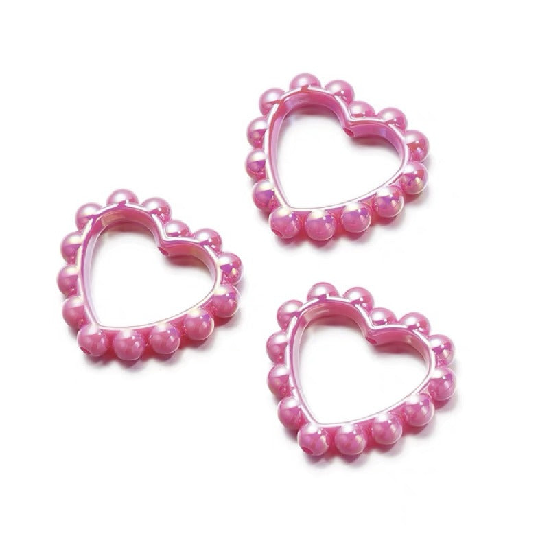Hollow Heart Acrylic Beads 39x43mm Pastel and Black Scalloped 10pcs 11