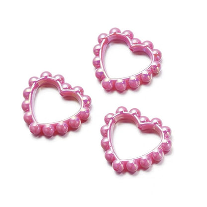 Hollow Heart Acrylic Beads 39x43mm Pastel and Black Scalloped 10pcs 11