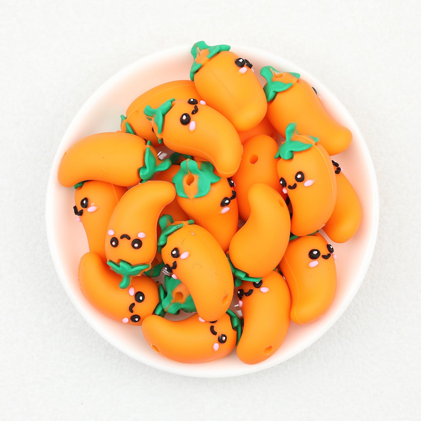 3D Three Color Cute Chili Silicone Focal Beads 20pcs 4