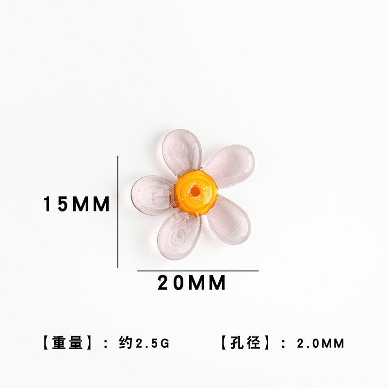 Transparent Colorful Flower Shaped Glass Beads 15x20mm 10pcs 9
