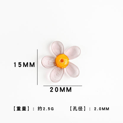 Transparent Colorful Flower Shaped Glass Beads 15x20mm 10pcs 9
