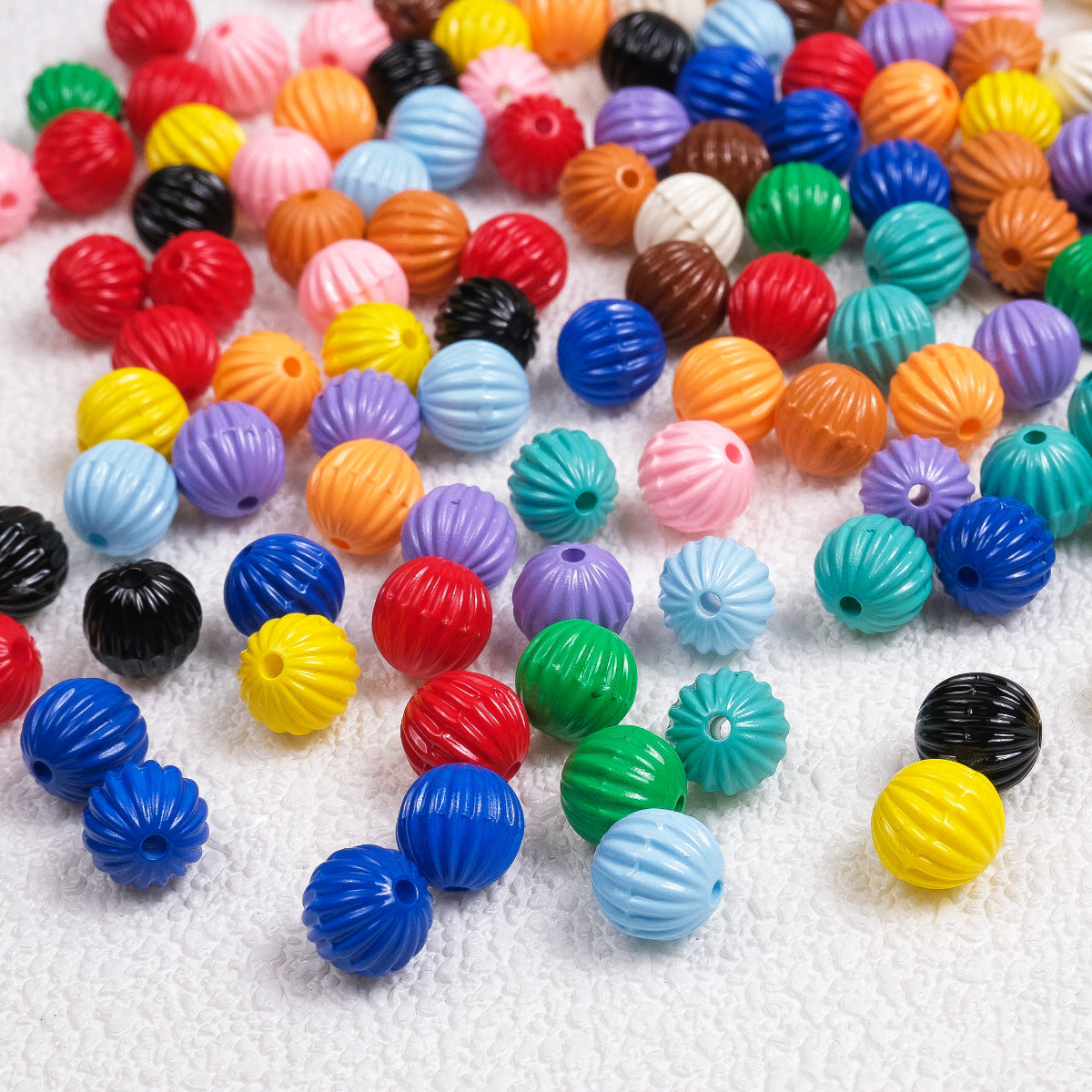 Painted Pumpkin Acrylic Beads 9mm Striped Bright Colors 100pcs