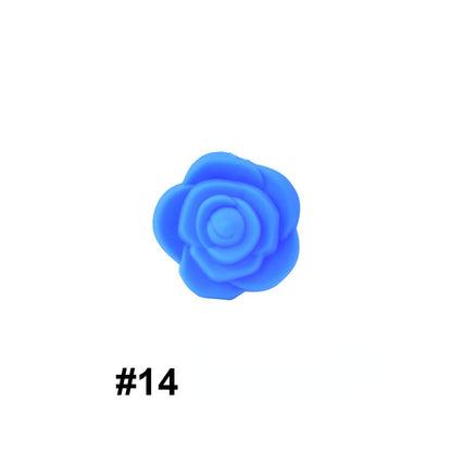 Double-Sided Flower Silicone Beads Multi Color Solid 50pcs 13