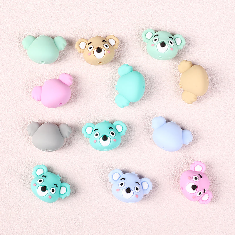 Silicone 3D Focal Beads Koala Head Multi Color Pastel Shades 20pcs 4
