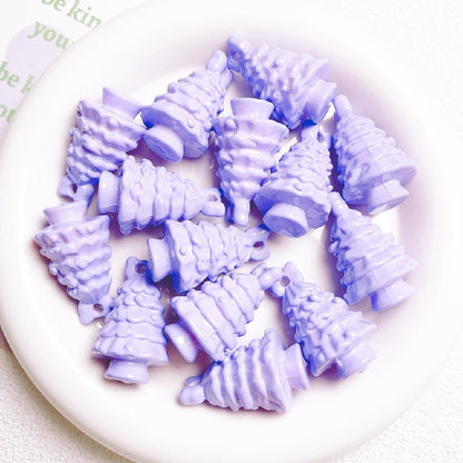 Glossy Christmas Tree Acrylic Beads 36x22mm Colorful Mixed 5pcs 9