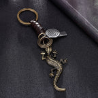 Alloy Gecko Lizard Keychain Antique Silver Vintage Style 2