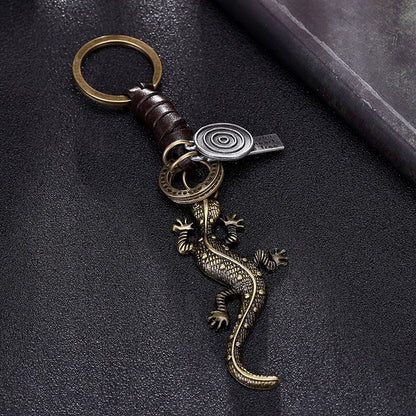 Alloy Gecko Lizard Keychain Antique Silver Vintage Style 2