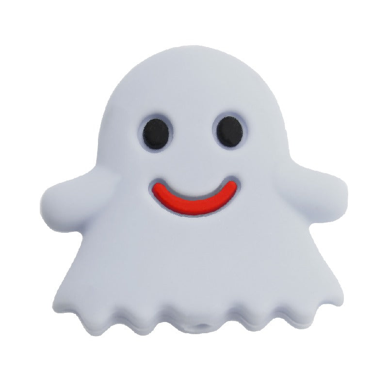 Silicone Focal Beads Halloween Ghost Pumpkin Bat Designs 10pcs 36