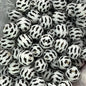 15mm Silicone Beads Black Beard Print Novelty 50pcs