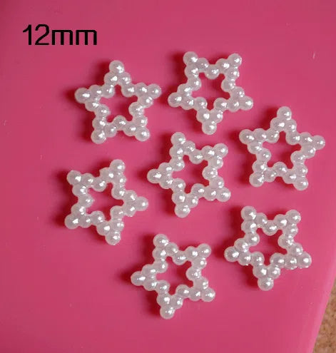 Pearl Hollow Pentagram Acrylic Beads 12mm Imitation Pearl ABS Plastic 100pcs 2