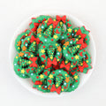 3D Wreath Silicone Focal Beads Wholesale, Christmas Red Bow Accents Tree Motif
