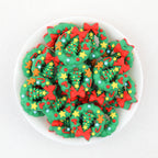 3D Wreath Silicone Focal Beads Wholesale, Christmas Red Bow Accents Tree Motif
