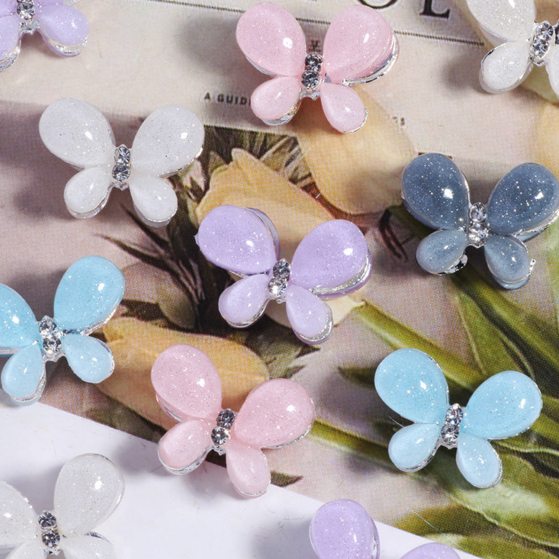 3D Glitter Butterfly Alloy Beads 16mm 2pcs 2