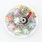 Fancy Crown Tassel Polymer Clay Beads with Rhinestones 23mm 5pcs - Random Color