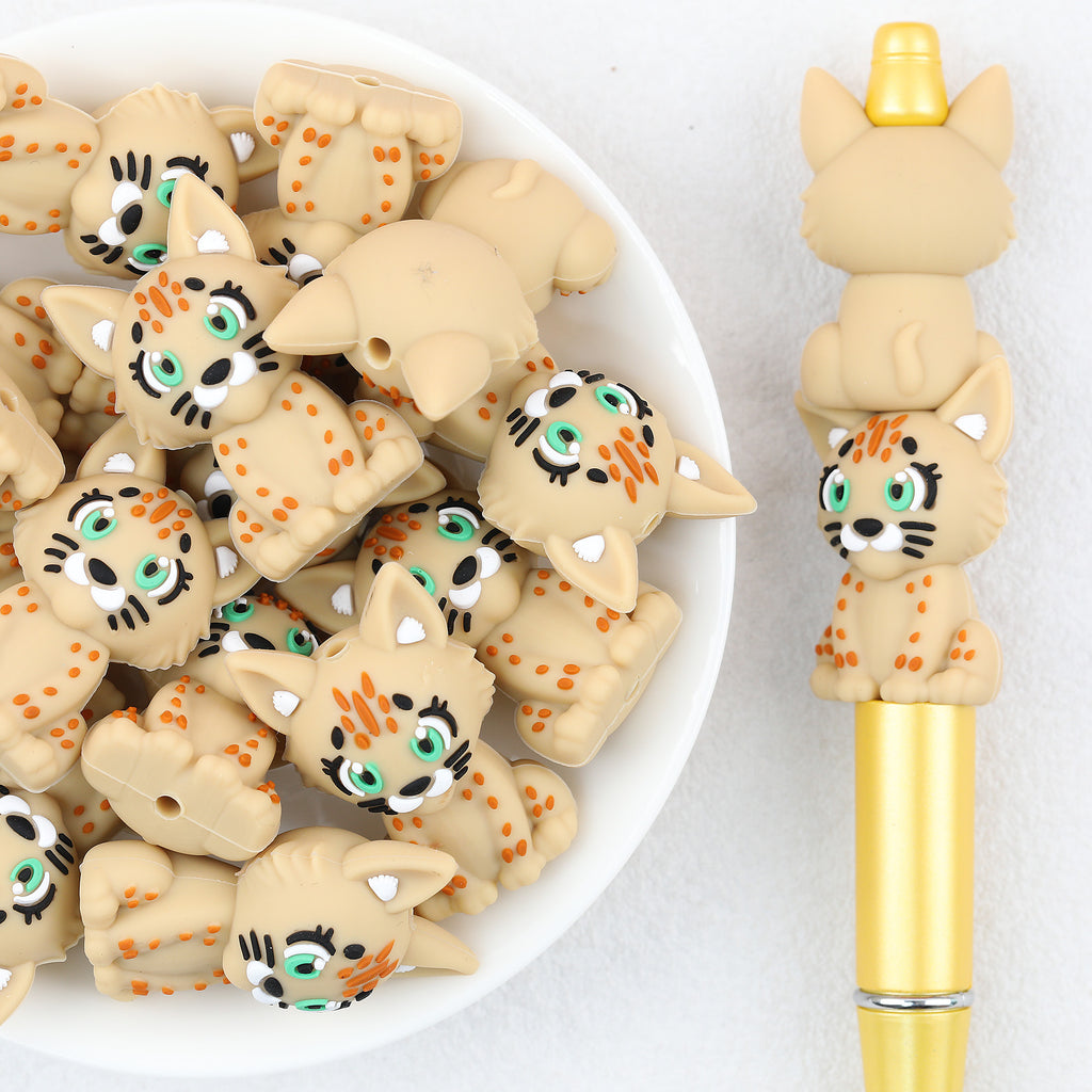  3D Cute Cougar  Silicone Focal Beads 20Pcs