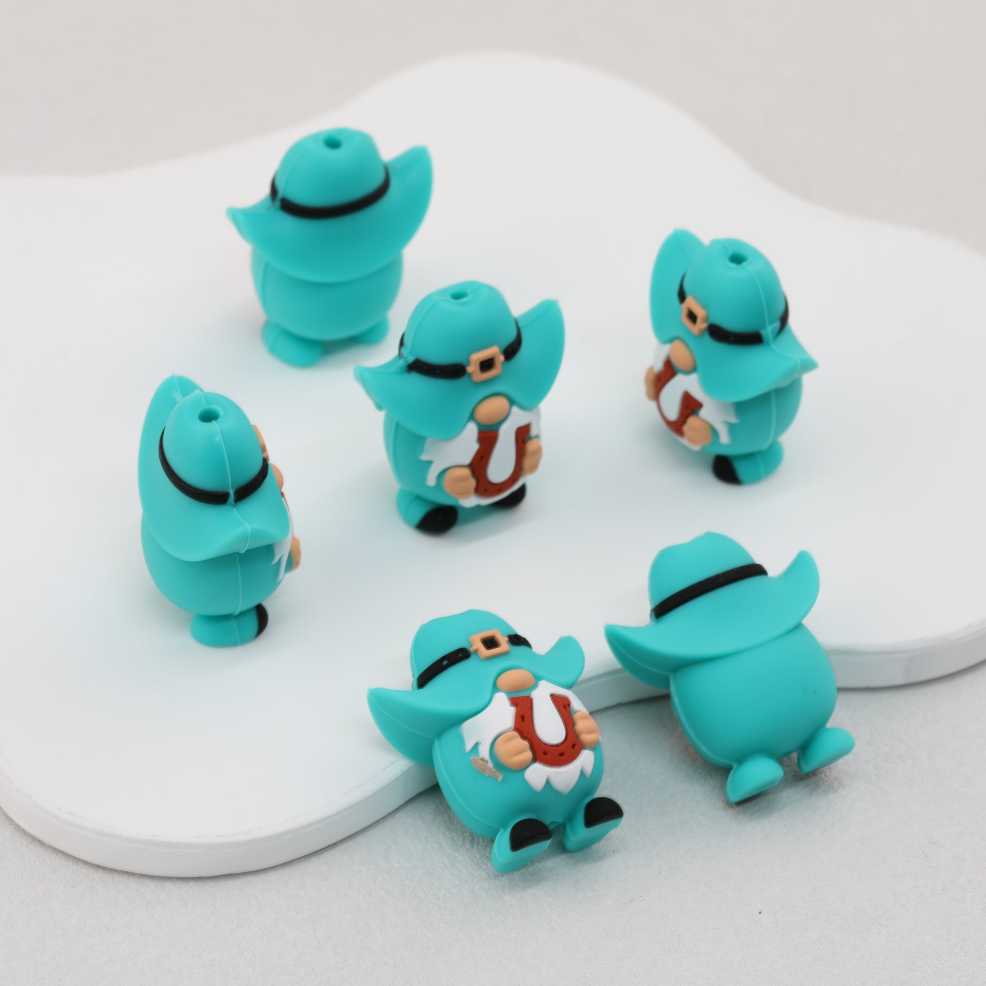 Blue 3D Horseshoe Gnome Silicone Focal Beads 20pcs 3