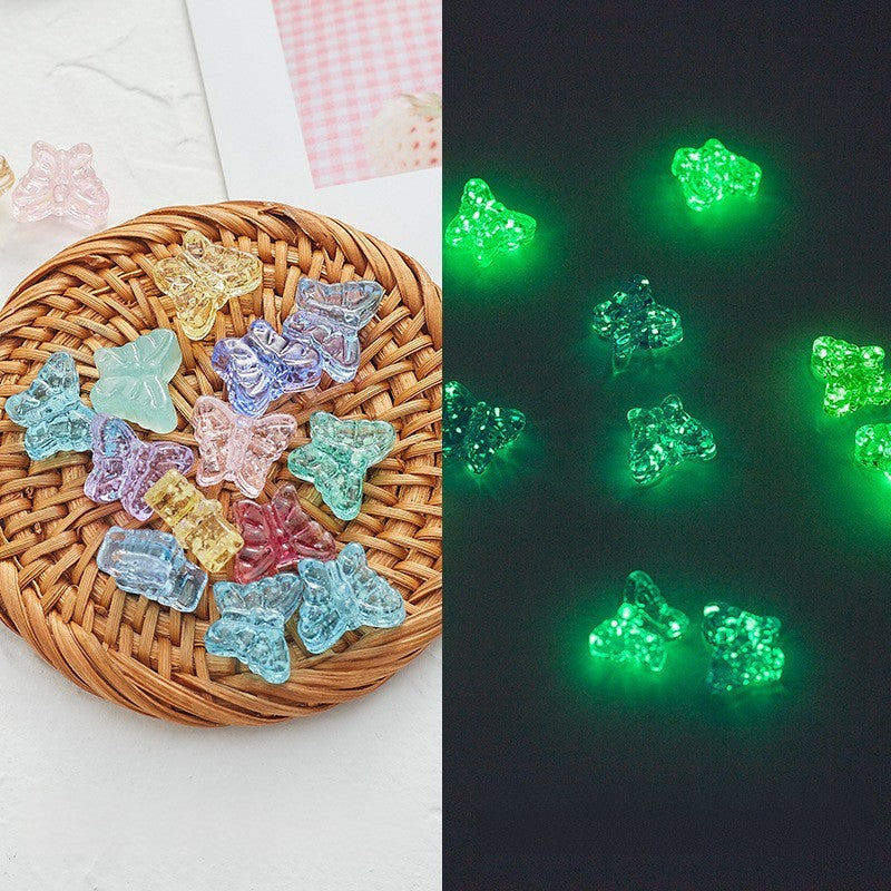 Czech Glass Beads Butterfly 13x10mm Glow In The Dark Pastel 10pcs 3