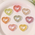 Gold Foil Hollow Heart Acrylic Beads 24mm Mixed Colors 50pcs 2