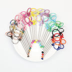 Beadable Keychain Bar Metal Slender Shaft Polished Ball Lobster Clasp