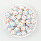 Colorful Floral Pattern 15mm Round Silicone Beads 50pcs - Flower 4