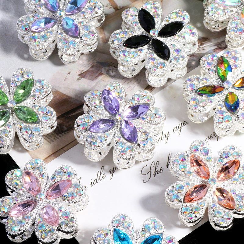 Alloy Clover Rhinestone Beads 30mm Fancy Decorative Charms 3pcs 2