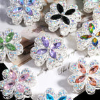 Alloy Clover Rhinestone Beads 30mm Fancy Decorative Charms 3pcs 2