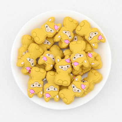 10 Color Cute Alpaca Silicone Focal Beads 20pcs 3