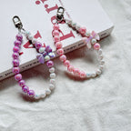 Acrylic Beaded Bow Keychain Colorful Glossy Pearl Accents 4