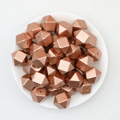 14mm Metallic Hexagon Silicone Beads 50pcs 4