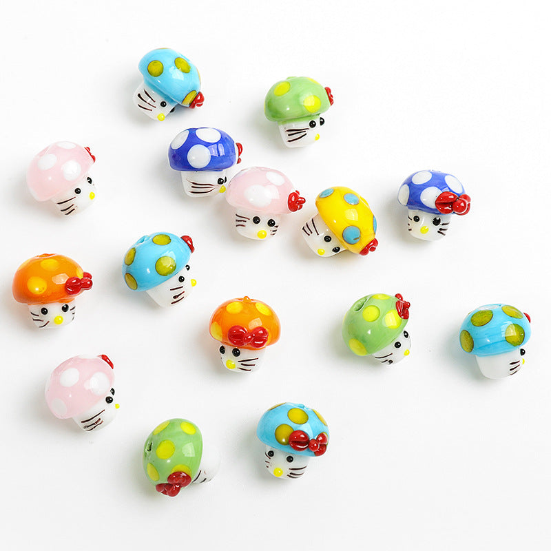 Cartoon Mushroom Shaped Glass Beads 12x16mm 5pcs 4