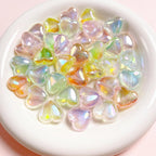 Transparent Heart Acrylic Beads 17x19mm Pastel Iridescent 10pcs