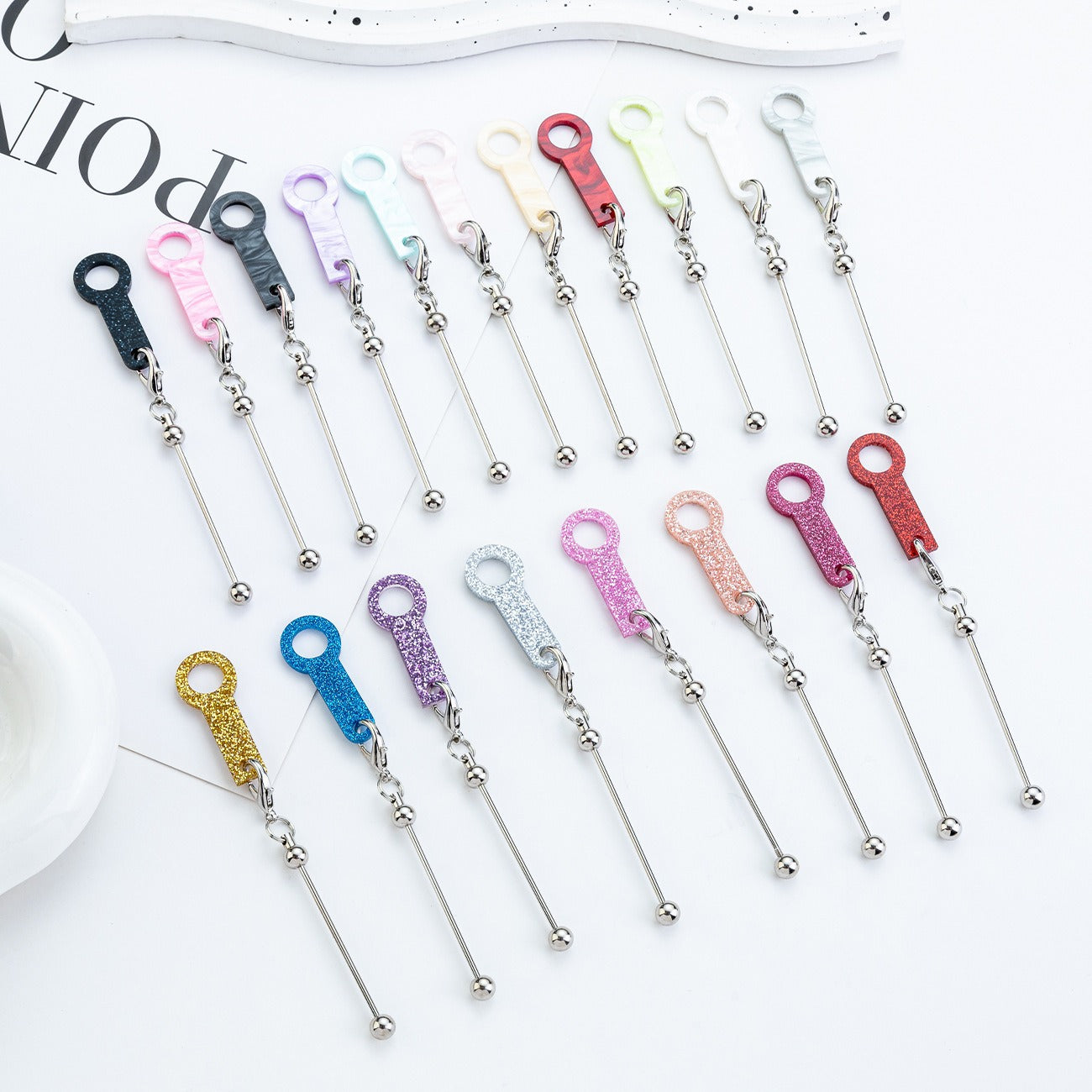 Beadable Cup Charms Glitter Marble Texture